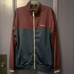 Ben Sherman Full Zip Jacket Burgundy Navy Size Large